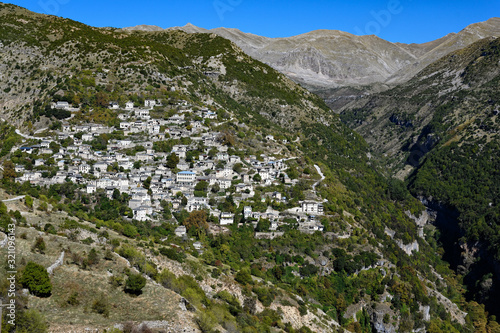 View of the traditional village of Syrrako at the Tzoumerka mountains in Epirus, Greece photo