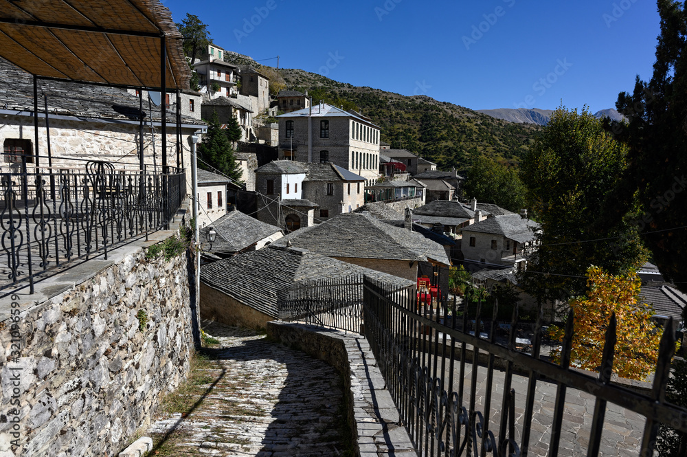 View of the traditional village of Syrrako at the Tzoumerka mountains in Epirus, Greece