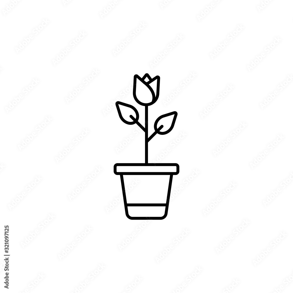 mothers day, love, romance, plant, flower line icon on white background