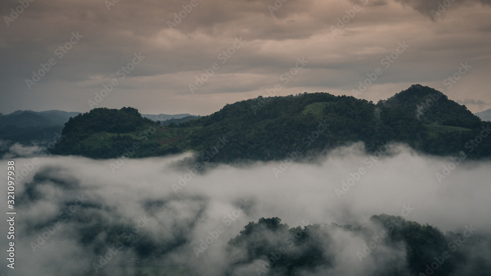 clouds over mountains