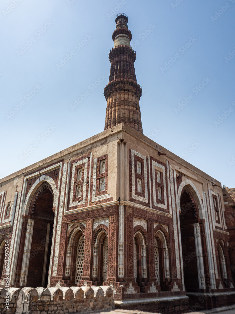 Perpective view to the beautiful Alai Darwaza gateway to the Qutb Minar Complex. Delhi, India.