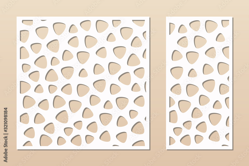 Decorative panel for laser cutting. Cutout silhouette with abstract  geometric pattern, smooth shapes. Laser cut stencil for wood, metal,  engraving, fretwork, carving, paper card. Aspect ratio 1:2, 1:1 vector de  Stock | Adobe Stock