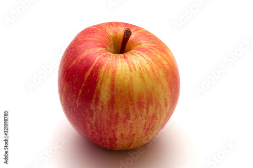 red and yellow Apple whole on an isolated white background