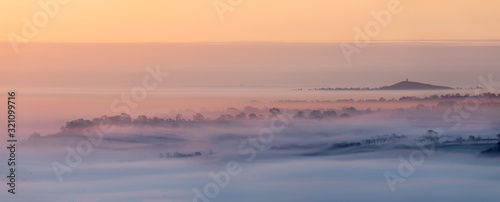 Fotografie Early mist on the Somerset levels