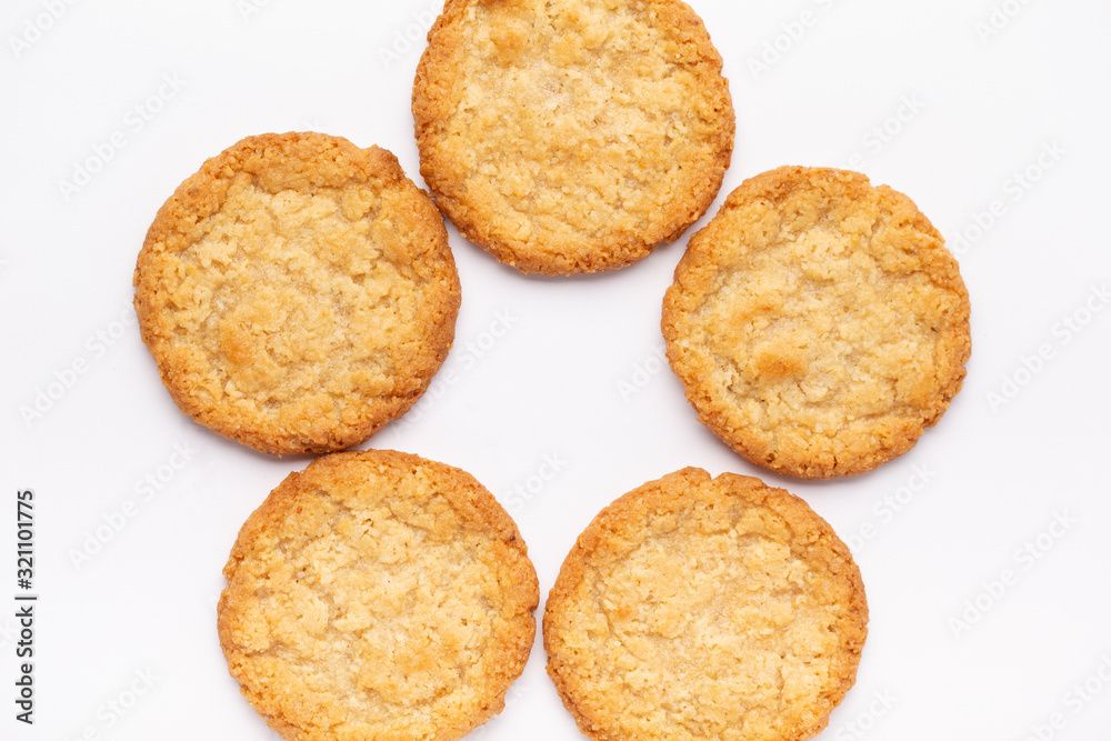 Oatmeal cookies on a white background, food Oatmeal cookies on a white background, food