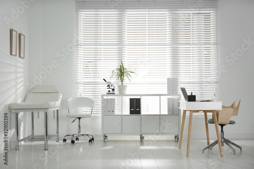 Doctor's office interior with modern workplace in clinic