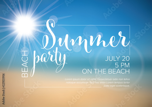 Vector summer party invitation poster template