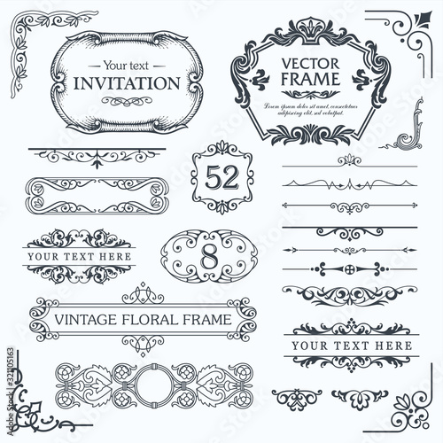 Vintage decorative element set