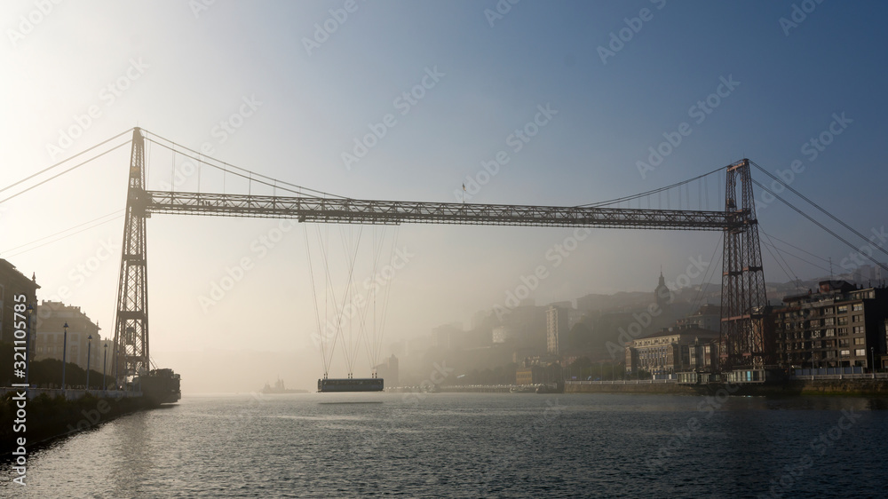 Sunrise over the Bizkaia Bridge