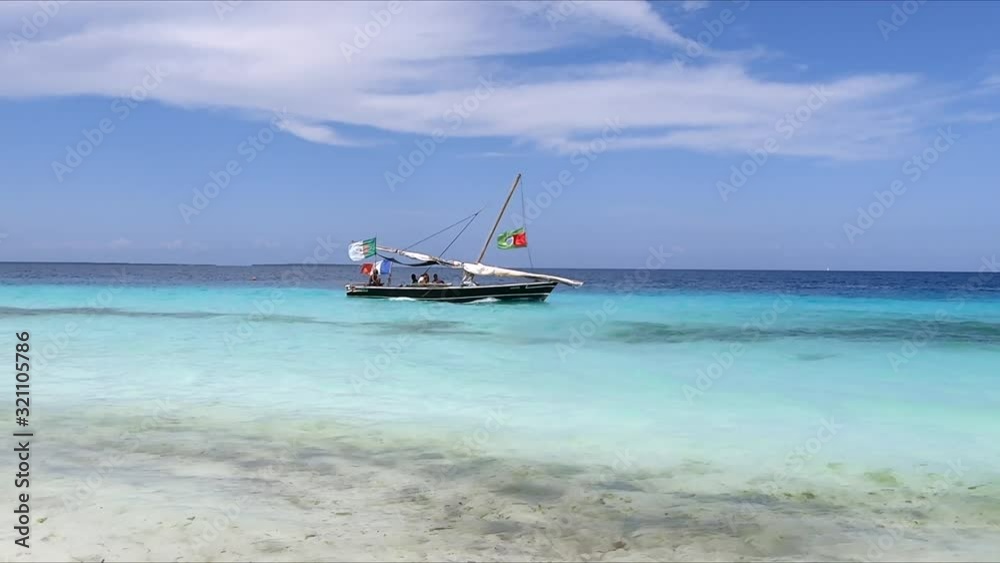 Dhow fishing boat at sea  coast of Africa.
