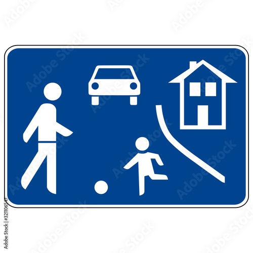 Pedestrian area. Road sign of Germany. Europe. Vector graphics.
