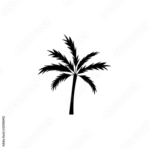 Silhouettes of palm tree. Vector icon. Black and white