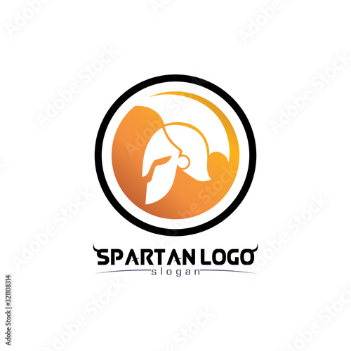 spartan logo black Glaiator and vector design helmet and head black