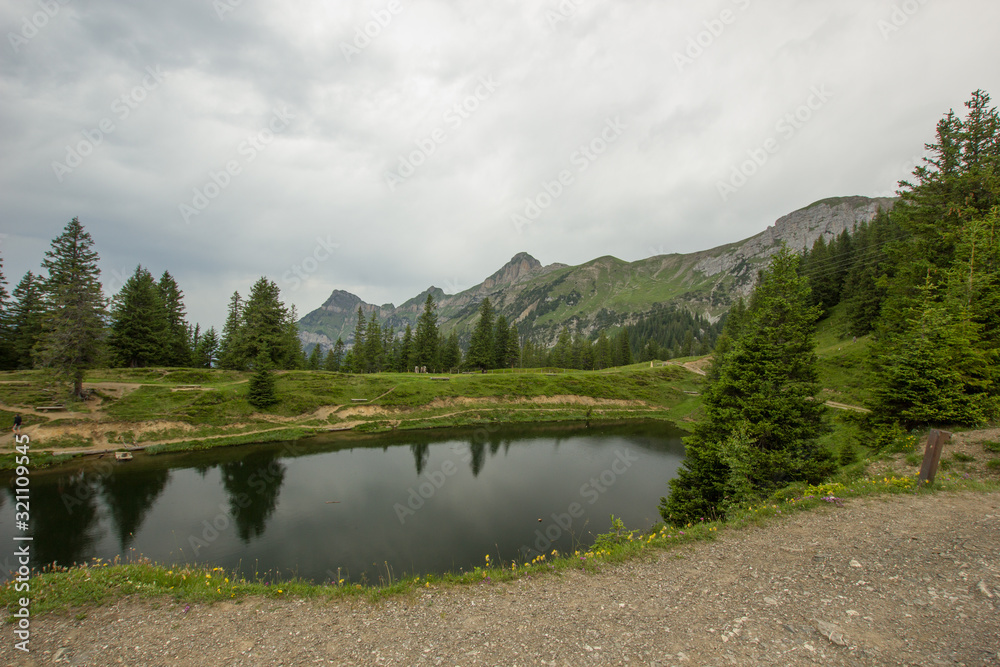 Lake Flesch on a cloudy day in the mountains