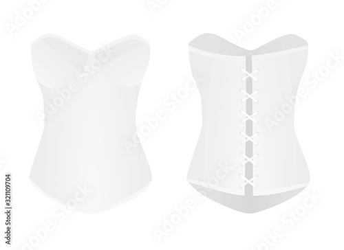Tablou canvas Women white corset . vector illustration