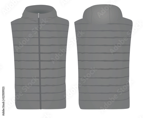 Grey vest with cap. vector illustration