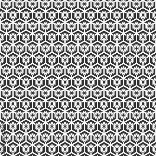 Abstract seamless hexagons pattern. Modern stylish texture. Small hexagons. Repeating geometric tiles with triple elements. Vector monochrome background.