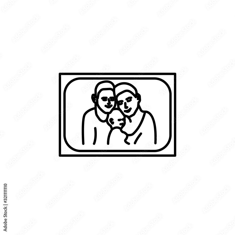 picture, family line icon on white background