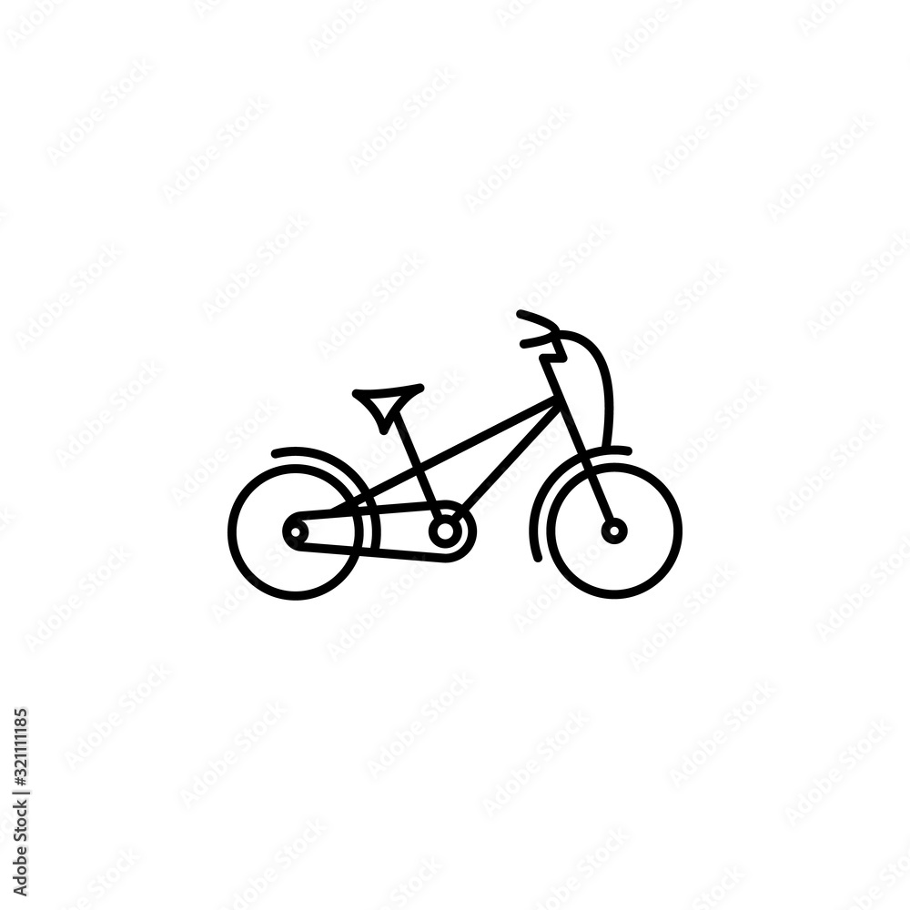 bicycle, family line icon on white background