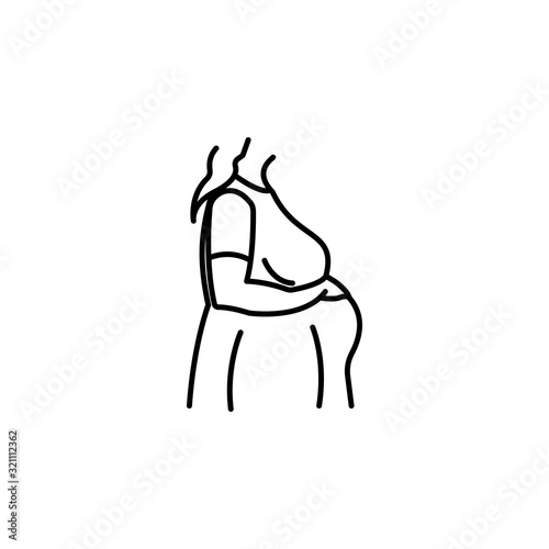 pregnant mother, family line icon on white background