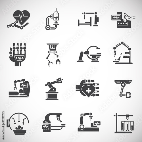 Robotic surgery related icons set on background for graphic and web design. Creative illustration concept symbol for web or mobile app