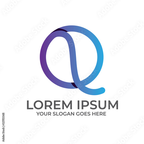 Gradient Q letter with technology logo template vector eps