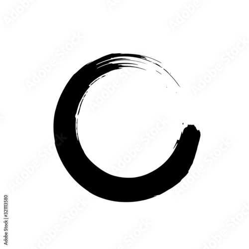 Zen symbol abstract brush vector graphic design on white background