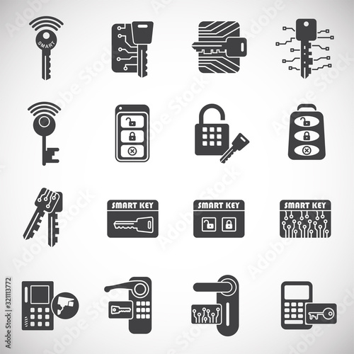 Smart key related icons set on background for graphic and web design. Creative illustration concept symbol for web or mobile app
