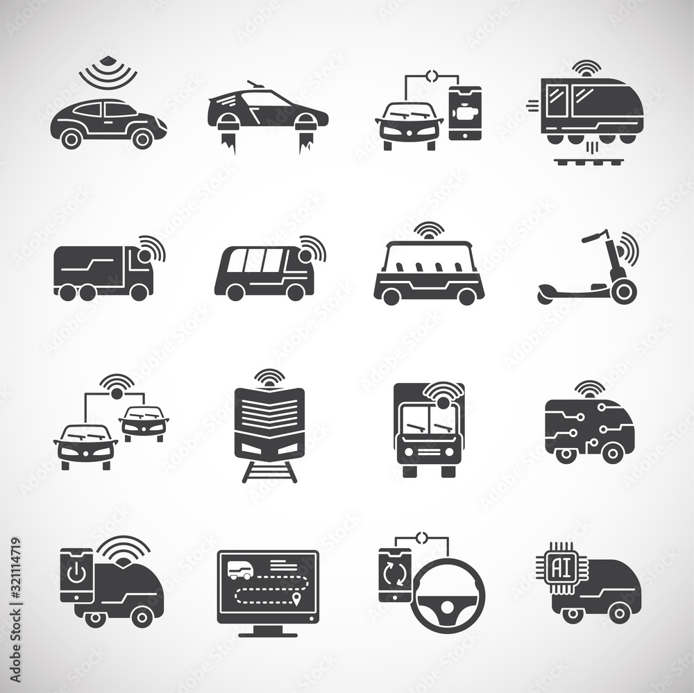 Future transportation related icons set on background for graphic and web design. Creative illustration concept symbol for web or mobile app Future transportation related icons set on background for graphic and web design. Creative illustration concept symbol for web or mobile app
