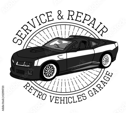 Retro car service sign