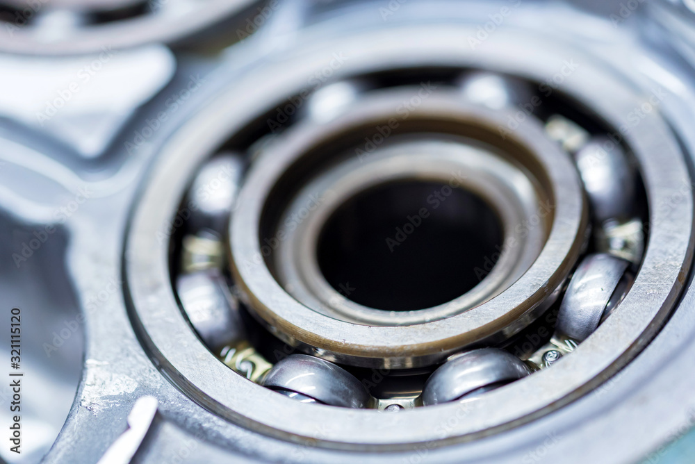 Close-up ball bearing in car automatic transmission Close-up ball bearing in car automatic transmission