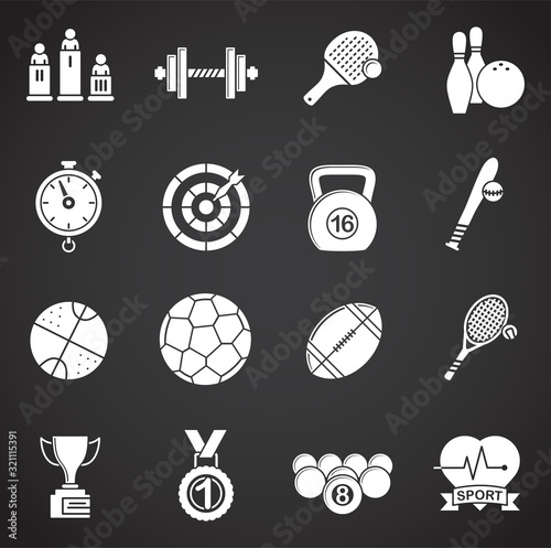 Sport related icons set on background for graphic and web design. Creative illustration concept symbol for web or mobile app