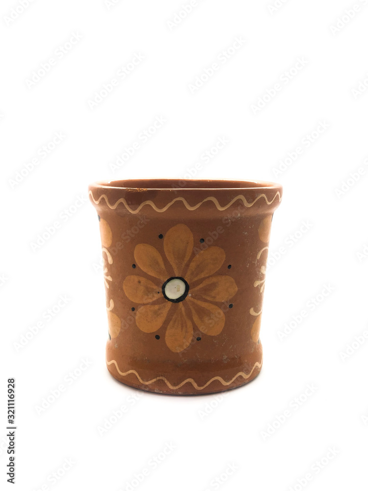 Clay pot isolated on a white background. Flower pot. Flower care. Clay pot isolated on a white background. Flower pot. Flower care.