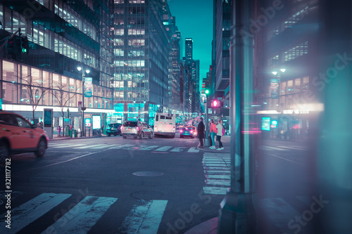 Photography traffic in city at night