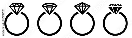 Diamond ring. Engagement ring. Vector