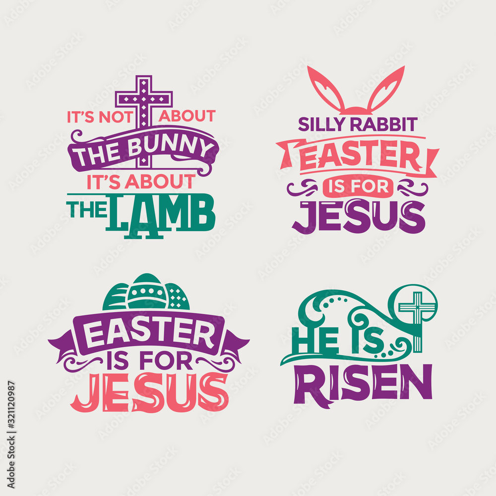 Set of Happy Easter Quote and phrase for greeting card
