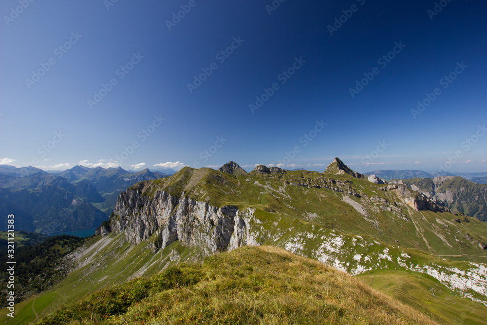 View from an alp in summer on a cloudless day