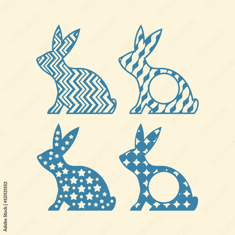 Obraz premium Set odf Easter Rabbit for monogram frame border