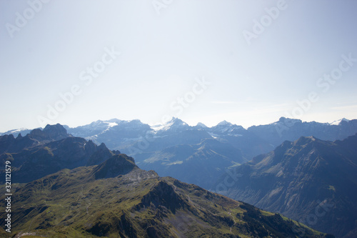 Fototapeta Naklejka Na Ścianę i Meble -  View at the swiss alps in summer with snow covered mountains in the background