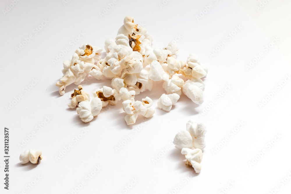 Pile of delicious popcorn isolated on white background. Pile of delicious popcorn isolated on white background.