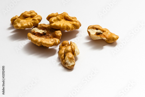 Walnut. Walnut kernel. Nut isolated on white. With clipping path