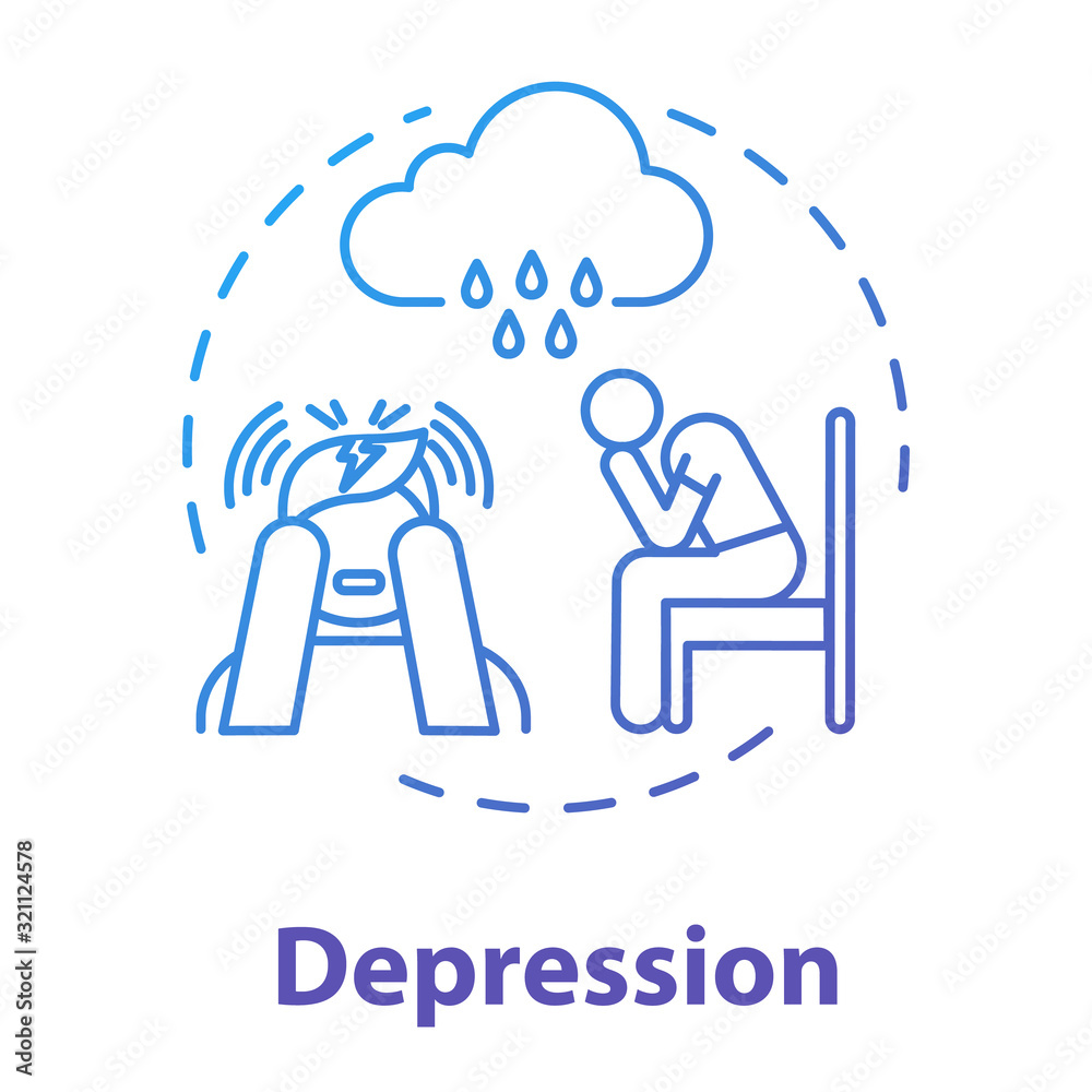 Depression concept icon. Loneliness. Sadness. Major depressive disorder ...