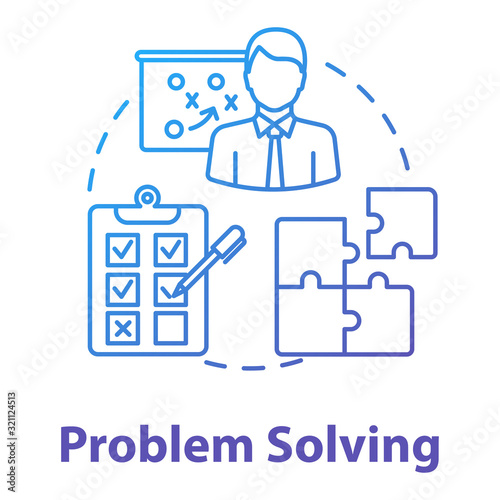 Problem solving concept icon. Planning, management. Way out of difficult situations. Decision making idea thin line illustration. Vector isolated outline RGB color drawing