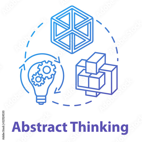 Abstract thinking concept icon. Creativity. Hypothetical model creation. Design thinking. Brainstorming idea thin line illustration. Vector isolated outline RGB color drawing