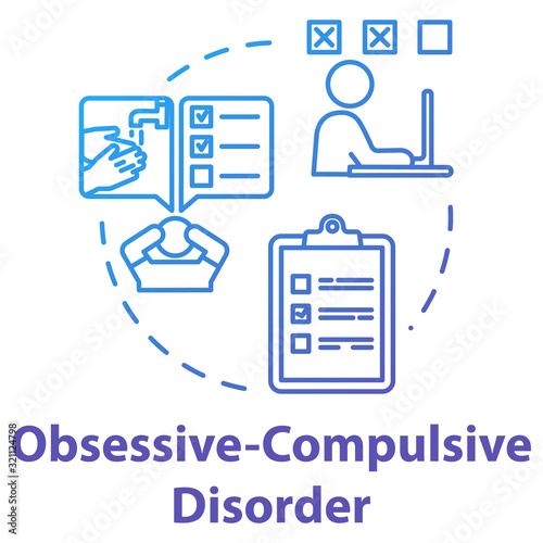 Obsessive compulsive disorder concept icon. OCD. Mental illness. Psychology, psychiatry. Healthcare idea thin line illustration. Vector isolated outline RGB color drawing