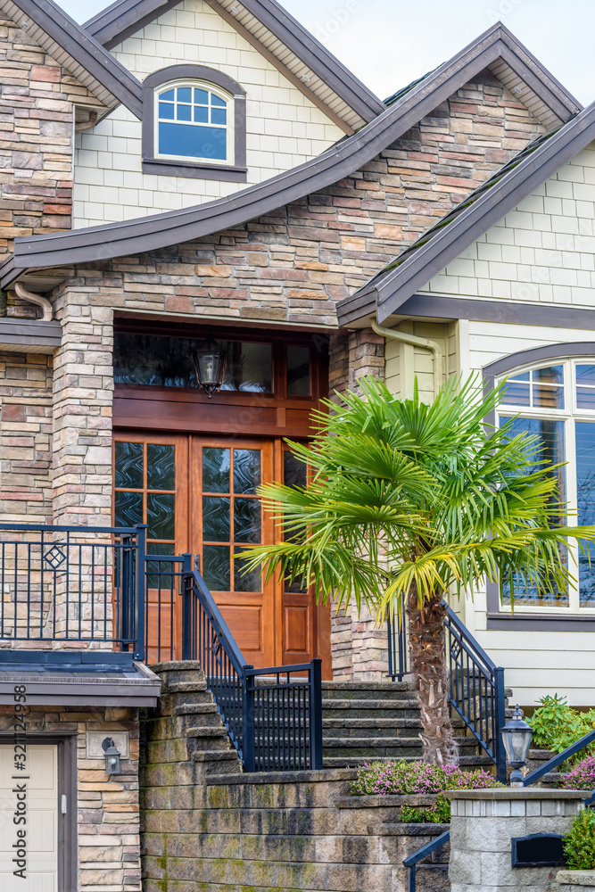 A nice entrance of a luxury house in Vancouver, Canada.