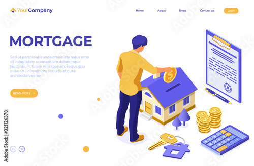 Sale Purchase Rent Mortgage House Isometric