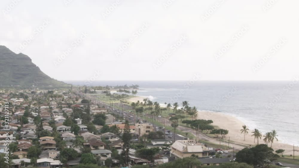 WS, Lockdown, View of a suburb near the coast, Honolulu, Hawaii, USA WS, Lockdown, View of a suburb near the coast, Honolulu, Hawaii, USA