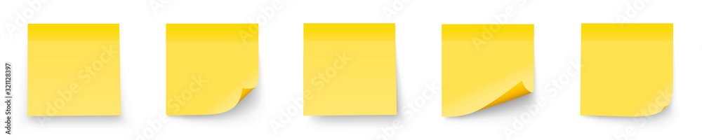 Realystic set stick note isolated on white background. Post it notes collection with shadow - stock vector.