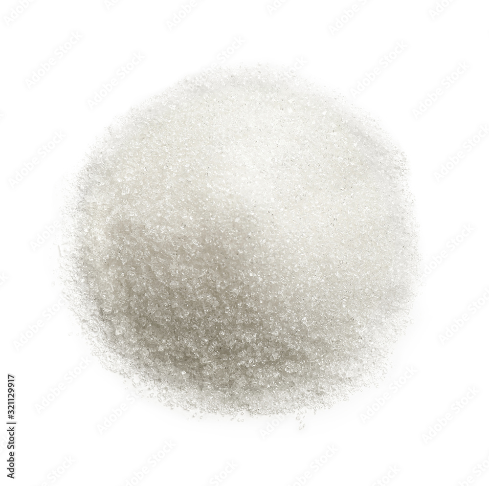 Pile of granulated sugar isolated on white Pile of granulated sugar isolated on white